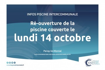 Réouverture piscine couverte : lundi 14/10